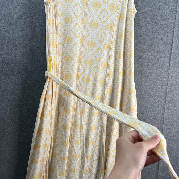 Cuddl Duds Petite Flexwear Paneled Maxi Dress Yellow Eyelet, Petite Small - Picture 7 of 11